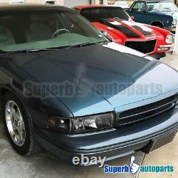 For 1994-1996 Chevy Impala Black Headlights Head Lamp with Corner Lights