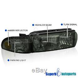 For 1994-1996 Chevy Impala Smoke Headlights Head Lamp with Corner Lights