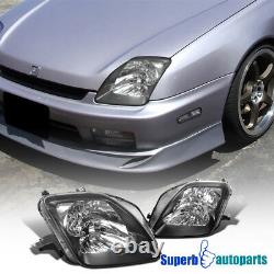 For 1997-2001 Honda Prelude Black Headlights Head Lamps Replacement L+H