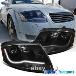 For 1999-2006 Audi TT LED Light Bar Projector Headlights Head Lamps Black