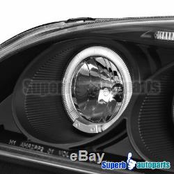 For 2001-2003 Honda Civic Projector Headlights Head Lamps Black Replacement Pair
