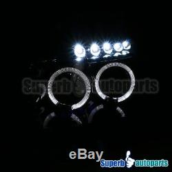 For 2003-2007 Accord Smoke LED Halo Projector Headlight Head Lamps Glossy Black