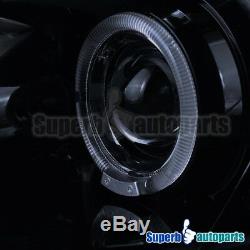 For 2003-2007 Accord Smoke LED Halo Projector Headlight Head Lamps Glossy Black