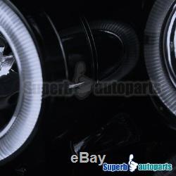 For 2003-2007 Accord Smoke LED Halo Projector Headlight Head Lamps Glossy Black