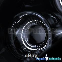 For 2003-2007 Accord Smoke LED Halo Projector Headlight Head Lamps Glossy Black