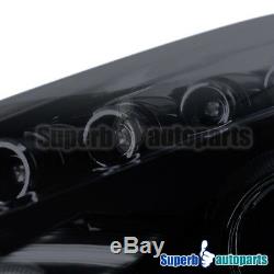 For 2003-2007 Accord Smoke LED Halo Projector Headlight Head Lamps Glossy Black