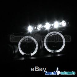 For 2003-2007 Honda Accord Dual LED Halo Projector Black Headlights Head Lamps