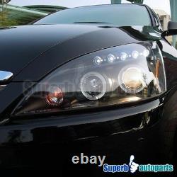 For 2003-2007 Honda Accord Dual LED Halo Projector Black Headlights Head Lamps