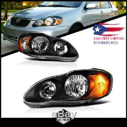 For 2003-2008 Toyota Corolla Replacement Black Headlights Focos Head Lamps LH RH