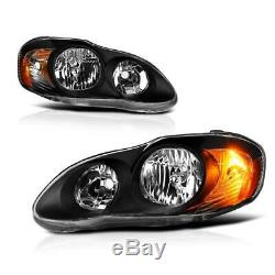 For 2003-2008 Toyota Corolla Replacement Black Headlights Focos Head Lamps LH RH