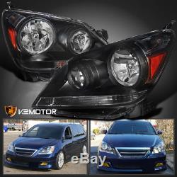 For 2005-2007 Honda Odyssey Black Headlights Head Lamps Left+Right