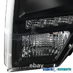 For 2009-2014 Ford F150 Black LED DRL Projector Headlights Head Lamps withBulbs