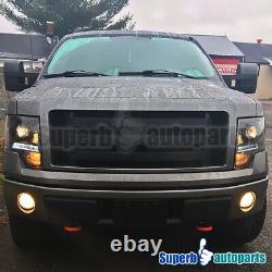 For 2009-2014 Ford F150 Black LED DRL Projector Headlights Head Lamps withBulbs