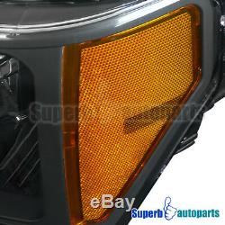 For 2009-2014 Ford F150 Projector Headlights Head Lamps Black New Retro Style