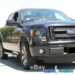 For 2009-2014 Ford F150 Projector Headlights Head Lamps Black New Retro Style