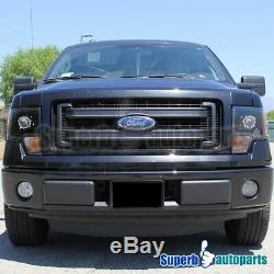 For 2009-2014 Ford F150 Projector Headlights Head Lamps Black New Retro Style