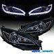 For 2010-2013 Mazda 3 Glossy Black Led Strip Projector Headlights Head Lamps