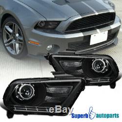 For 2010-2014 Ford Mustang Distinctive Black Projector Headlights Head Lamps