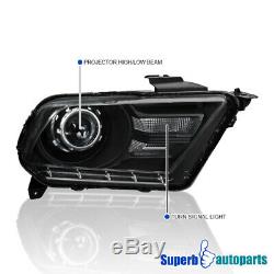 For 2010-2014 Ford Mustang Distinctive Black Projector Headlights Head Lamps