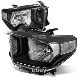 For 2014-2020 Toyota Tundra Pair Black Housing Clear Corner Headlight Head Lamp