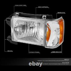 For 87-91 Ford F150 F250 Bronco Chrome Housing Amber Corner Headlight Head Lamps