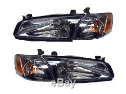 For Toyota Camry 97-99 Black Headlight Head Light Corner Lamp With Bulb Pair