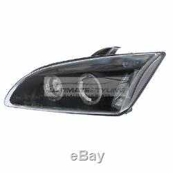 Ford Focus Mk2 2005-2008 Black Angel Eye Halo Head Light Lamp Pair Left & Right