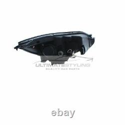 Ford Focus Mk3 2011-2015 Black DRL Devil Eye Head Light Lamp Pair Left & Right