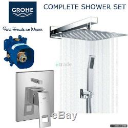 GROHE Shower Set EUROCUBE Mixer Rapido E Rain Shower Head 30cm Stick Hose