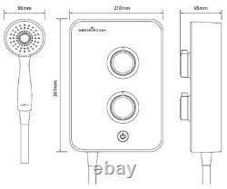 Gainsborough Slim Duo 9.5kW Electric Shower Black 3 Spray Head Handset Bathroom