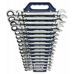 GearWrench 9902 16 Pc 12 Pt Metric Flex Head Combination Ratcheting Wrench Set