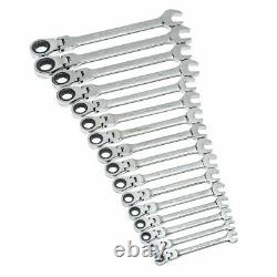 GearWrench 9902 16 Pc 12 Pt Metric Flex Head Combination Ratcheting Wrench Set