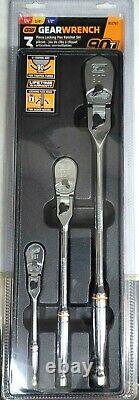 Gearwrench 3pc 90T Long Handle Locking Flex Head Ratchet Set 1/4, 3/8,1/2 81276T