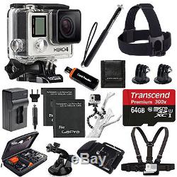 GoPro HERO4 Black Edition +2 Extra Battery +Head Strap 64GB All In 1 PRO Acc Kit