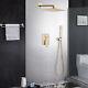 Gold Concealed Shower Mixer Set Taps Square Rainfall Head Combo With Valve Kit