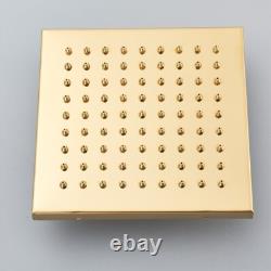 Gold Exposed Bathroom Shower Mixer Twin Head Large Bar Set Square Valve System
