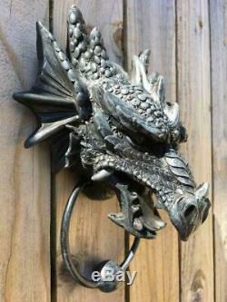 Gothic DRAGON HEAD DOOR KNOCKER Stone Effect GRUESOME Fantasy Decor BOXED
