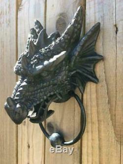 Gothic DRAGON HEAD DOOR KNOCKER Stone Effect GRUESOME Fantasy Decor BOXED
