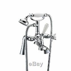 Grand Traditional Freestanding Cross Head Lever Bath Filler Shower Mixer Tap