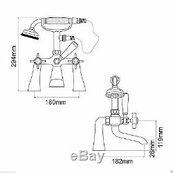 Grand Traditional Freestanding Cross Head Lever Bath Filler Shower Mixer Tap