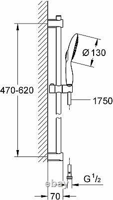 Grohe 26112000 Vitalio Rain 130 Shower Head and Rail set 4+ sprays NEW