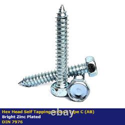 HEX HEAD SELF TAPPING SCREWS TYPE C (AB) BZP (DIN 7976) No16 8mm