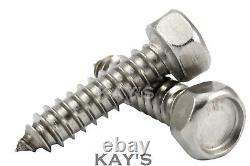 HEXAGON HEAD SELF TAPPING SCREWS, A2 STAINLESS STEEL TAPPERS No. 6,8,10,12,14