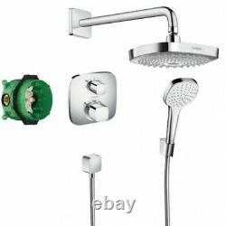 Hansgrohe ShowerSet Croma Select E square thermostatic valve shower head set