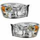 Headlights Headlamps Chrome Bezel Pair Set Of 2 For 06-08 Dodge Ram Pickup Truck