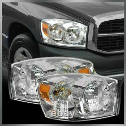 Headlights Headlamps Chrome Bezel Pair Set of 2 for 06-08 Dodge Ram Pickup Truck