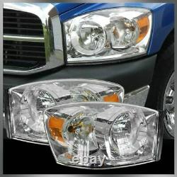 Headlights Headlamps Chrome Bezel Pair Set of 2 for 06-08 Dodge Ram Pickup Truck
