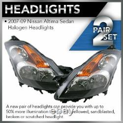 Headlights Headlamps Left & Right Lamp Pair Set NEW for 07-09 Nissan Altima