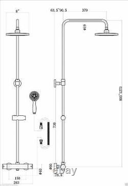 Helen Modern Slim Round Thermostatic Dual Control Riser Shower Mixer Twin Head