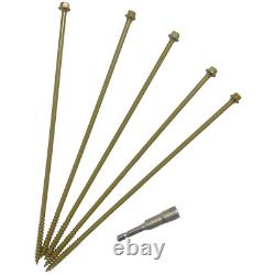 Hex Drive Landscape Screws 6.5x250mm for Decking Fencing Timber + Socket